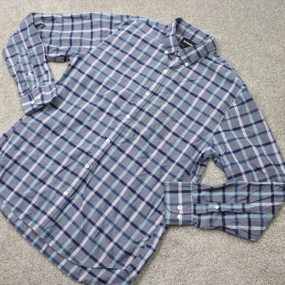 Bonobos Shirt Mens Large Blue Plaid Slim Fit 100% Cotton Long Sleeve Button - Picture 4 of 14